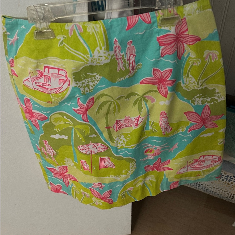 Lilly Pulitzer Vintage  Floral Skirt in Pink and Green Vintage